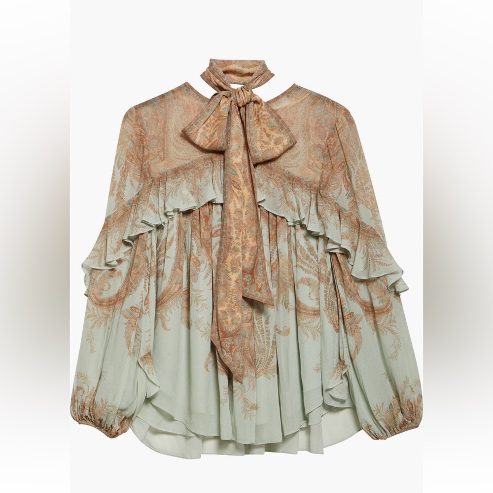 Zimmermann Memento Flutter Paisley  Bow Top In Mint Paisley Various sizes - Picture 5 of 16